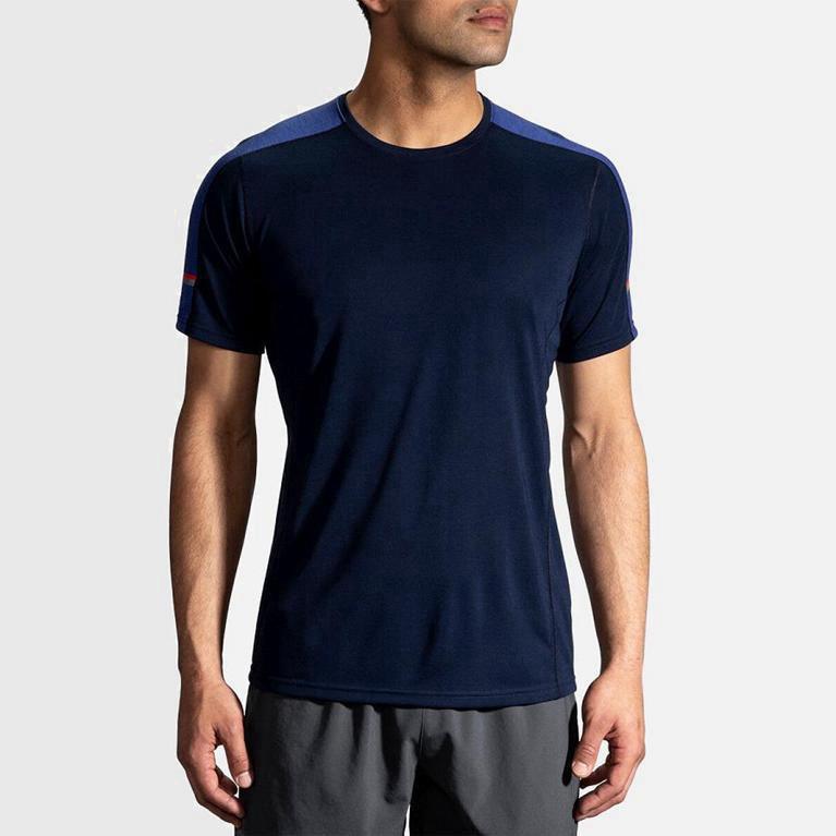 Brooks Distance Hardloopshirt voor Heren Blauw (HVONB-2076)